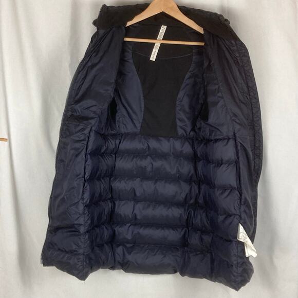 Lululemon Brave the Cold Goose Down Coat Women 6 Black Blue? Long Puffer Hooded - Picture 8 of 13